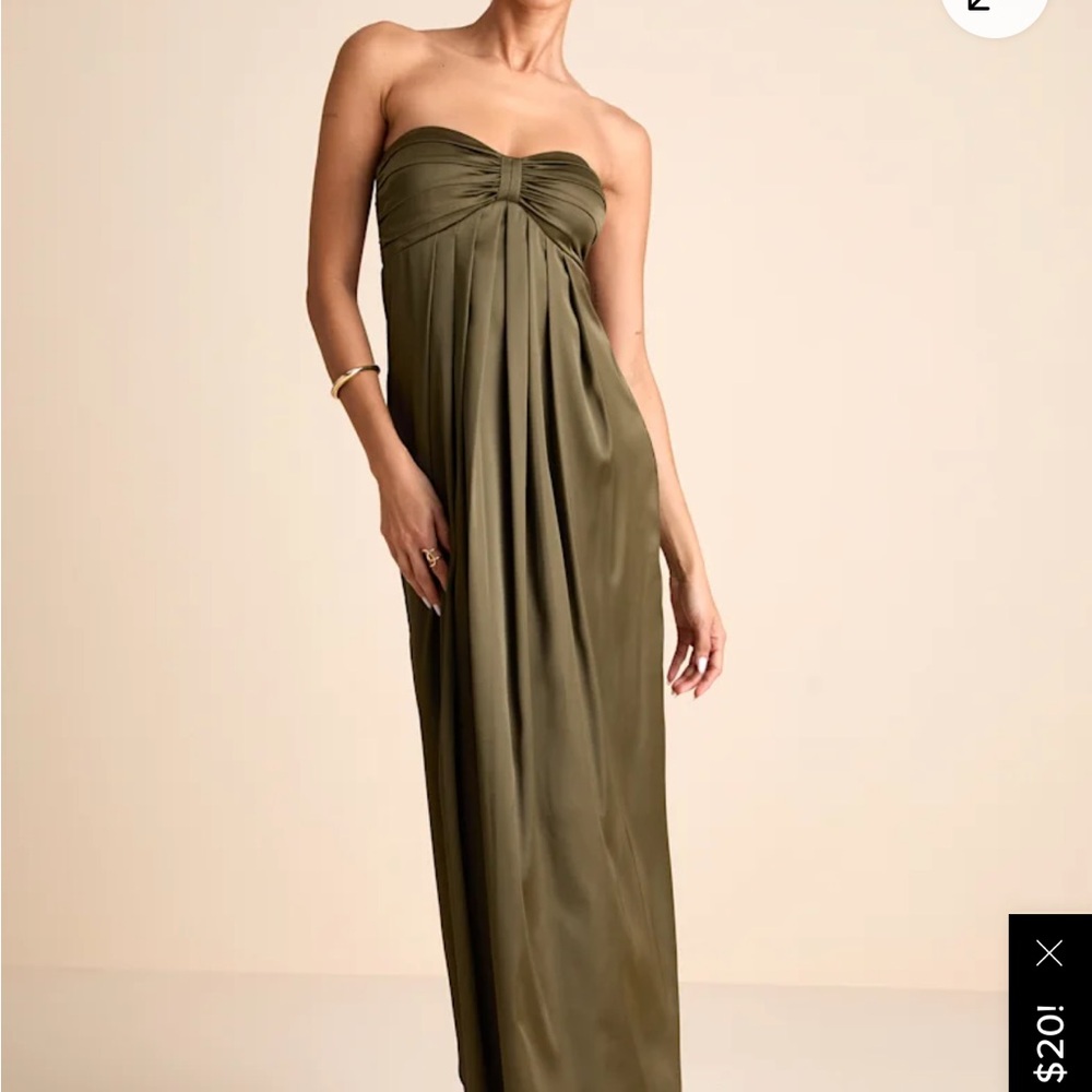 Lulu's Chic Strapless Olive Dress